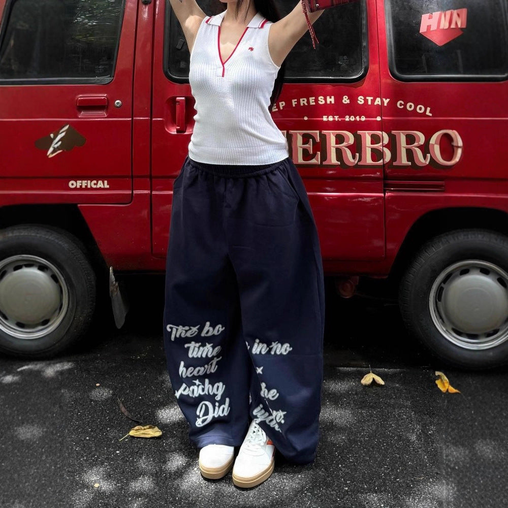 Women casual pants letter printing
