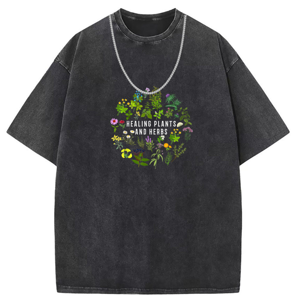 Men T Shirts Pure cotton round neck short-sleeved T-shirt women's washed and old
