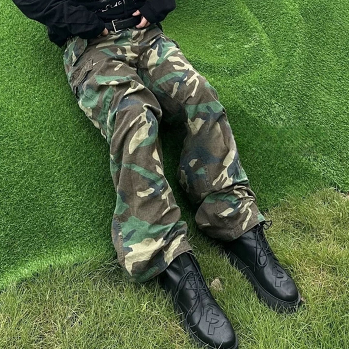 MIJKO Mens Vintage Pants MIJKO Men's Remaking Camouflage Overalls Casual Pants