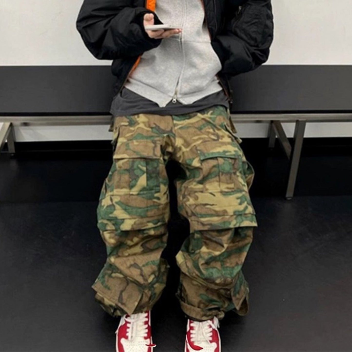 MIJKO Men's Vintage Pants MIJKO Men's Women's Camouflage Overalls Leggings Foot Casual Trousers