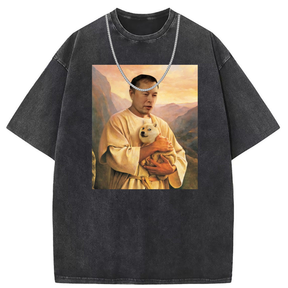 Men's T Shirts Cotton Crew Neck Short Sleeve T-Shirt Women's Washed and Old
