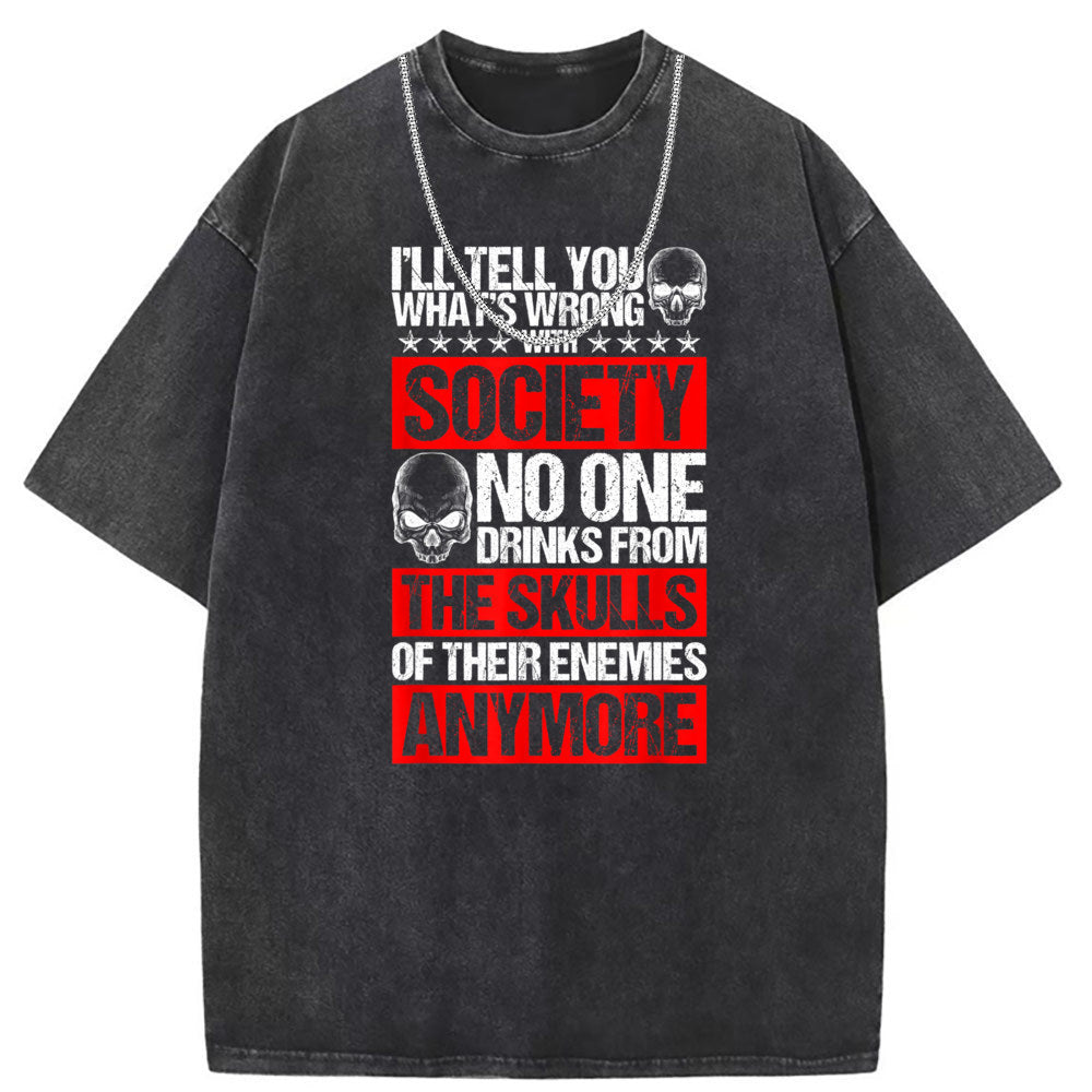 Men T Shirts Short Sleeve T-Shirt Washed Old Punk