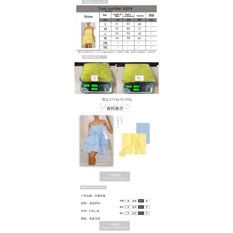 Women's dress - in stock - summer new arrivals - european & american cross-border e-commerce - sexy & fashionable bandeau backless tiered dress