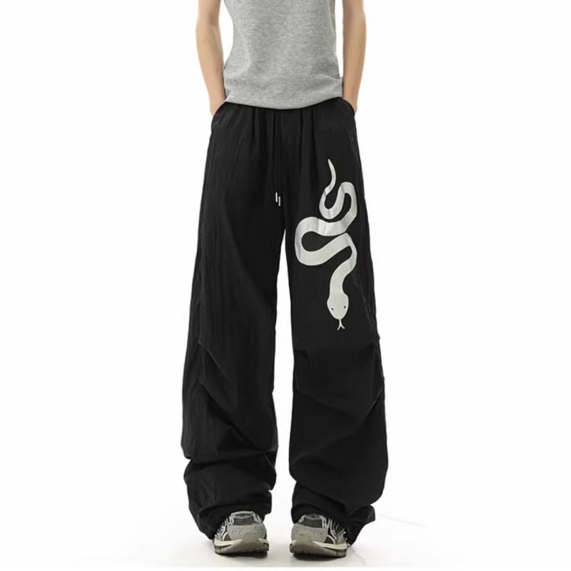 Womens casual pants female loose snake print