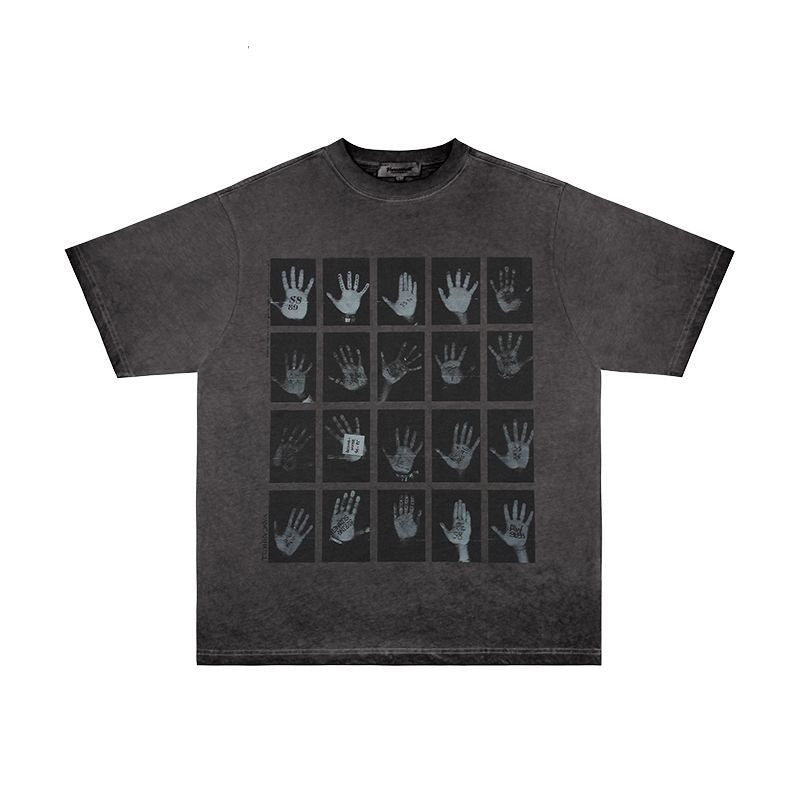 Mens T Shirts Palm Print Old Short Sleeves