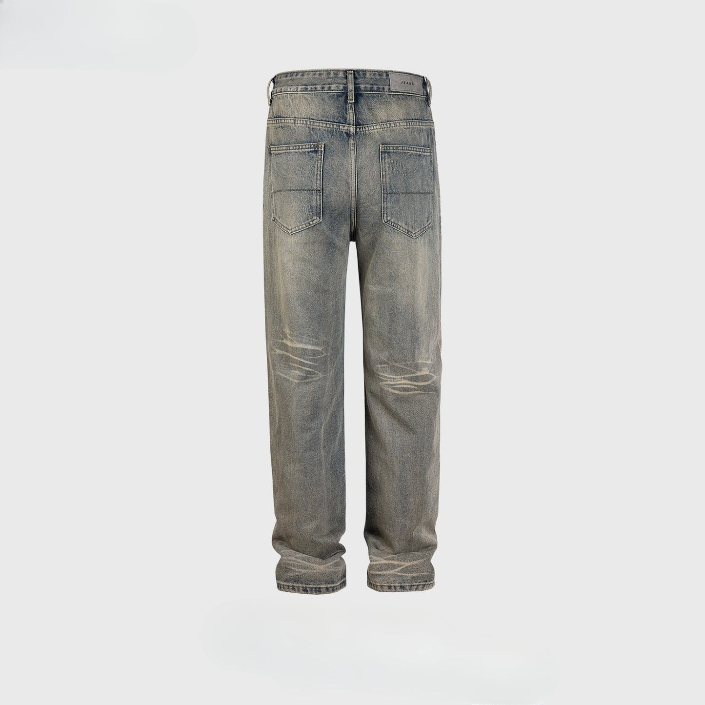 MIJKO Men Vintage Pants MIJKO retro washing water old trousers men's and women's straight jeans