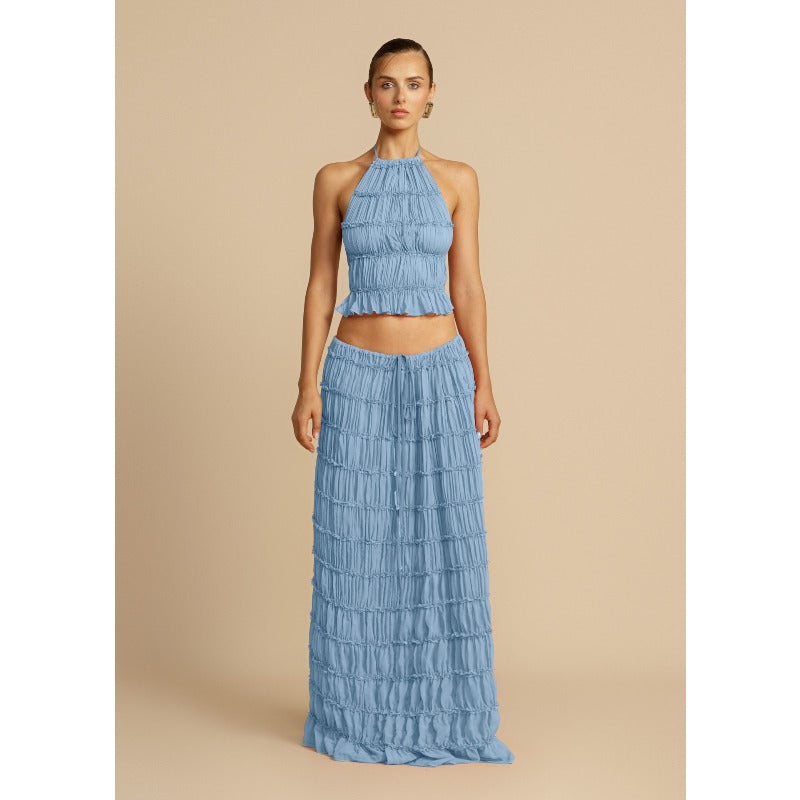 Women's dress: spring/summer european and american fashion sexy backless halter tie-up lace vest long dress set