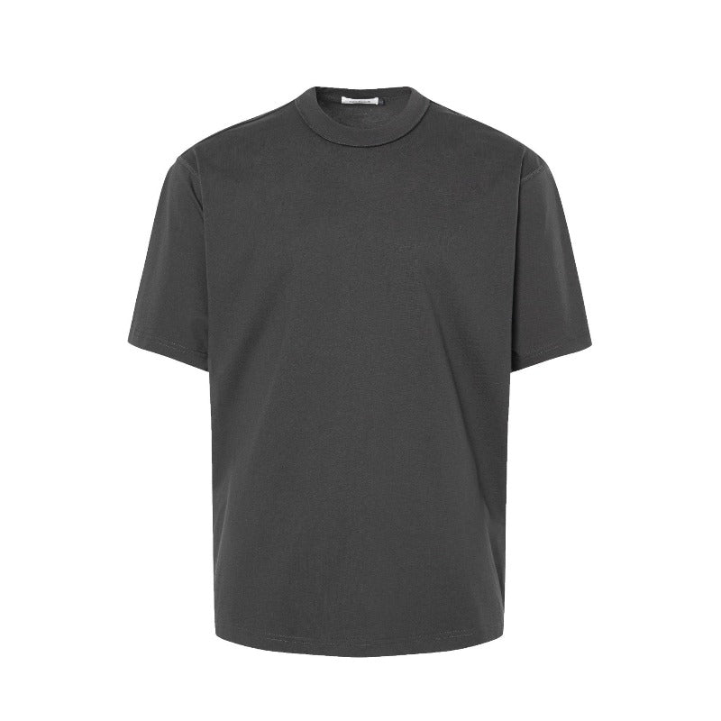 Men's t-shirts: minimalist summer solid color premium slim-collar design with stitching detail, relaxed fit short sleeve tee