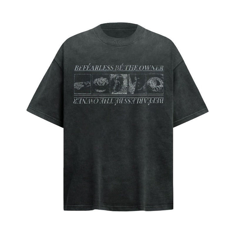 Men's t-shirts: american streetwear vintage washed & distressed design, men's loose fit premium unisex short sleeve tee