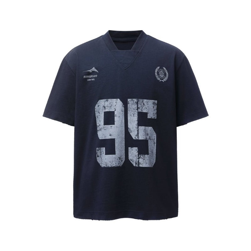 Men's t-shirts: american retro heavyweight double yarn letter print basketball jersey design, men's high street oversized short sleeve tee