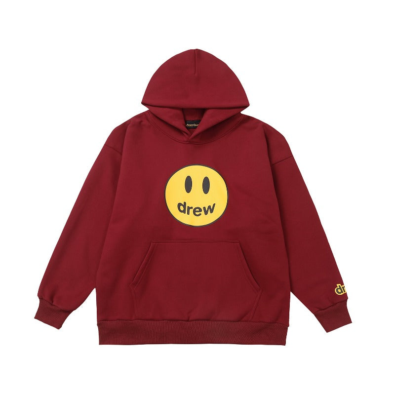 Drew house hoodie - autumn/winter d@ew classic smiley face letter print hooded sweatshirt (available in fleece and terry loop)