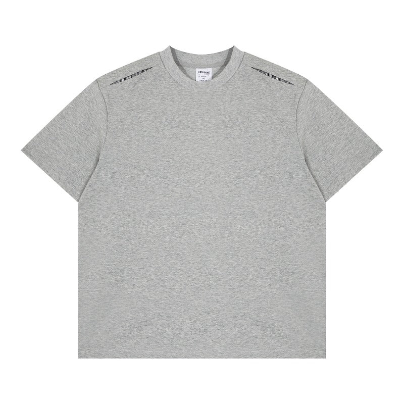 Men's t-shirts: american retro couple streetwear solid color deconstructed design minimalist versatile men's loose fit crew neck short sleeve t-shirt