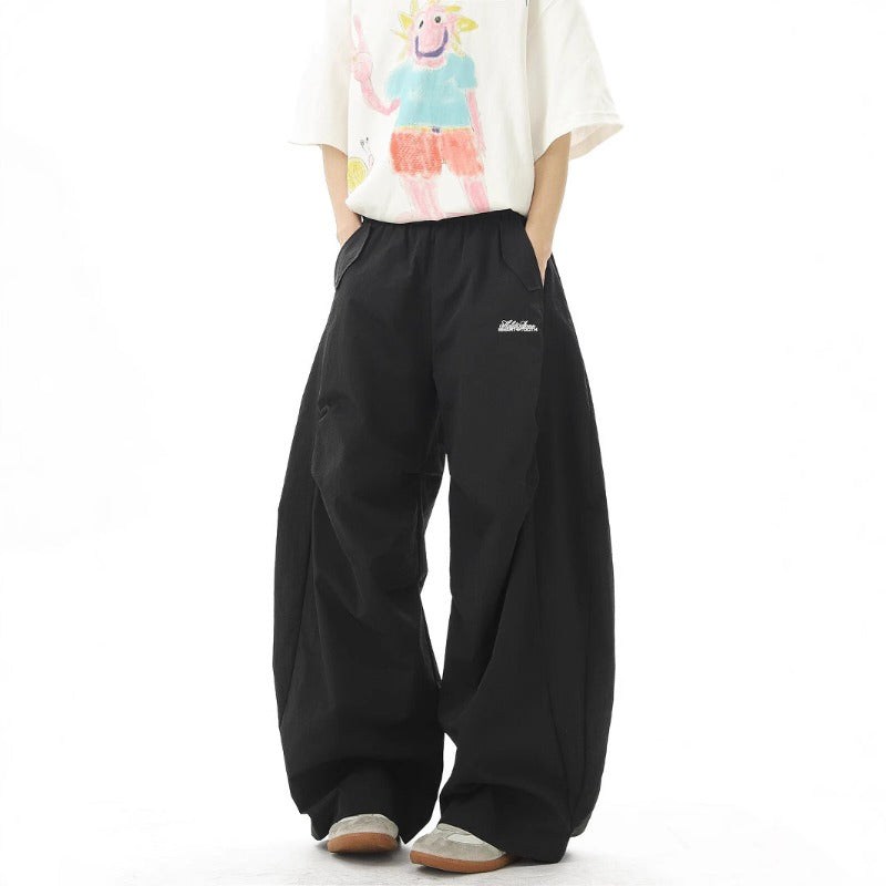 Women casual pants summer casual pants paratrooper pants alphabet embroidered straight-leg pants