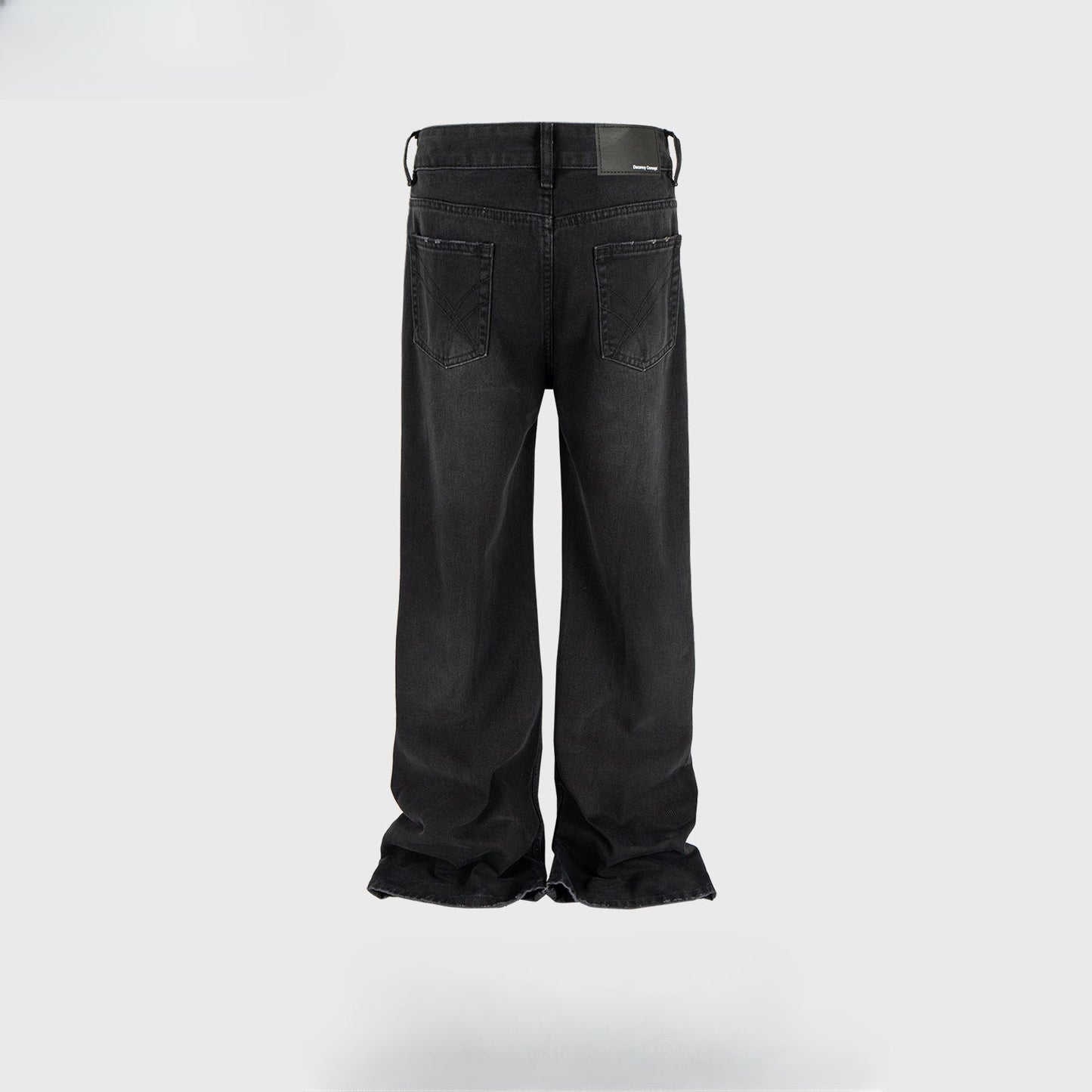 MIJKO Men Vintage Pants MIJKO Washing Water Old Trousers Slightly Stretched Wide Foot Jeans