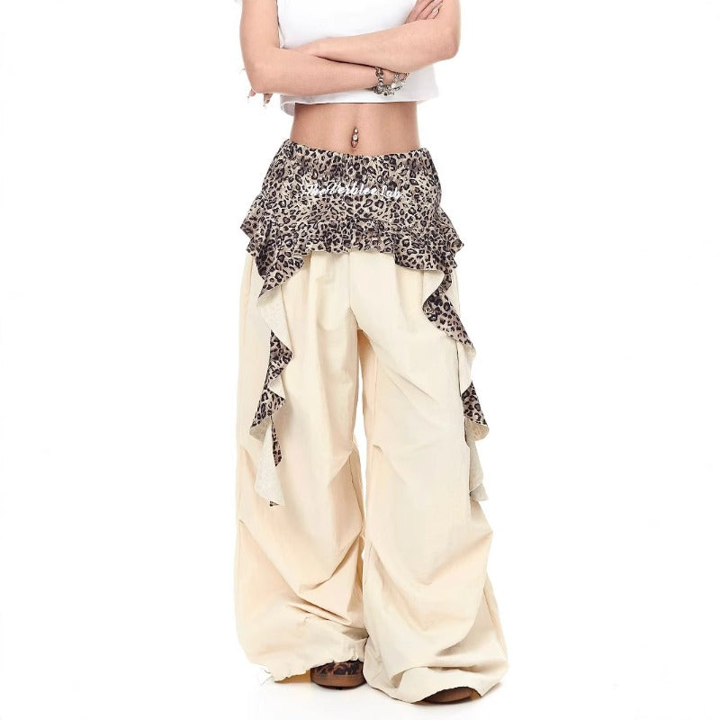 Women casual pant summer retro leopard print fart curtain