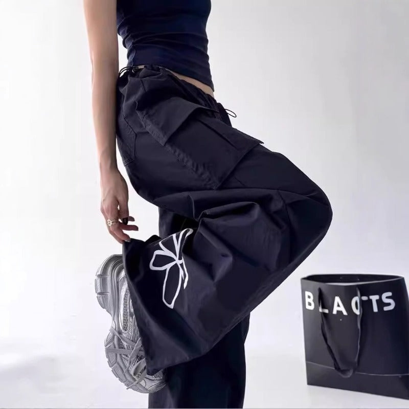 Women casual pants tooling wide leg pants summer high waist trousers