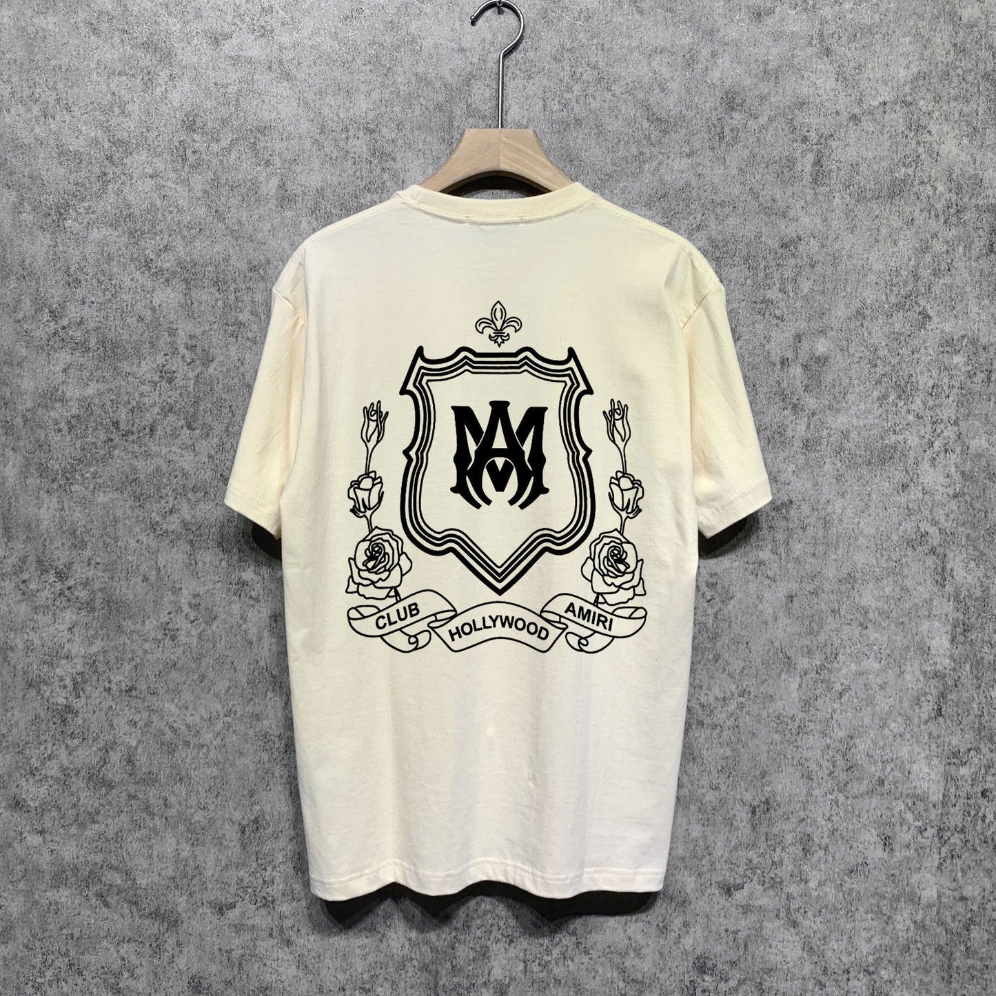 Amiri t shirts flower shield printing short sleeve
