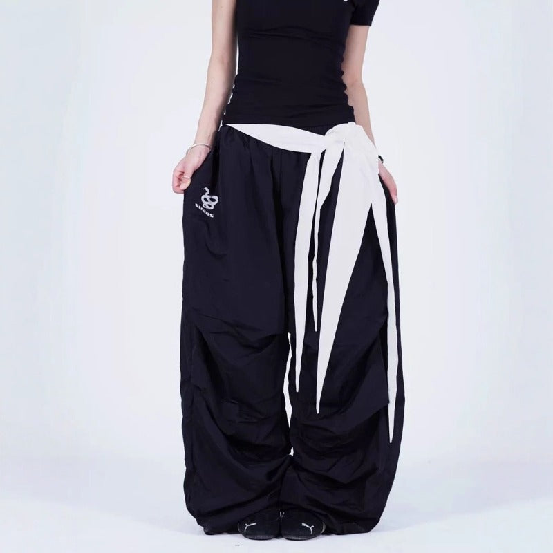 Women casual pants women's summer loose snake print streamer fart curtain wide leg pants