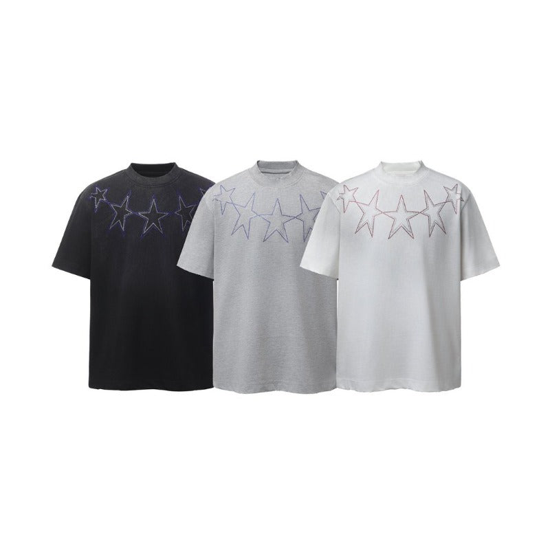 Men's t-shirts: american retro heavyweight double yarn hotfix graphic design crew neck high street oversized short sleeve tee