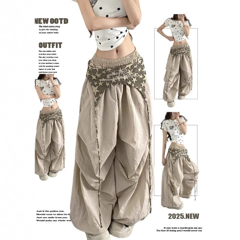 Women casual pants women's summer loose stacking fart curtain overalls