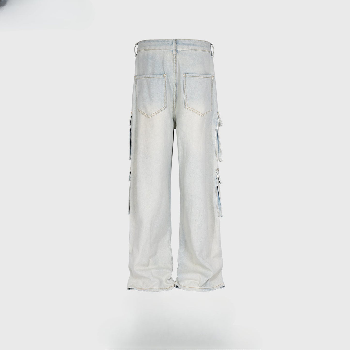 MIJKO Men's Vintage Pants MIJKO Men's Women's Straight Pants High Street Washing Water Old Jeans