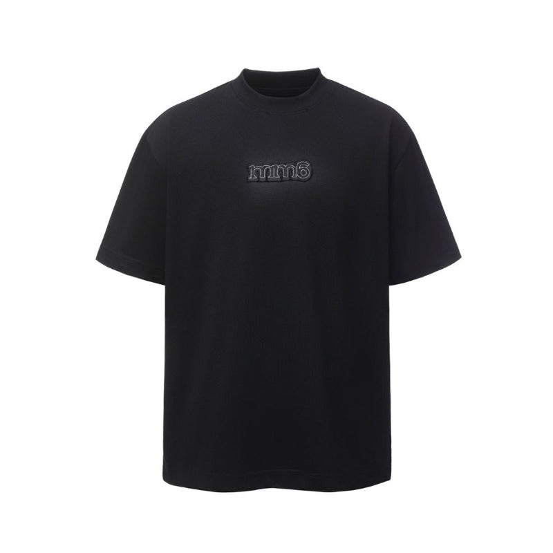 Men's t-shirts: american retro heavyweight double yarn letter patch embroidery design, men's high street oversized short sleeve tee