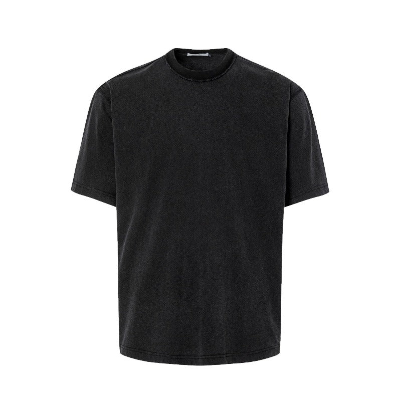 Men's t-shirts: minimalist summer solid color premium slim-collar design with stitching detail, relaxed fit short sleeve tee