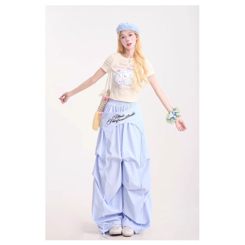 Women casual pants women's summer loose striped wide-leg pants