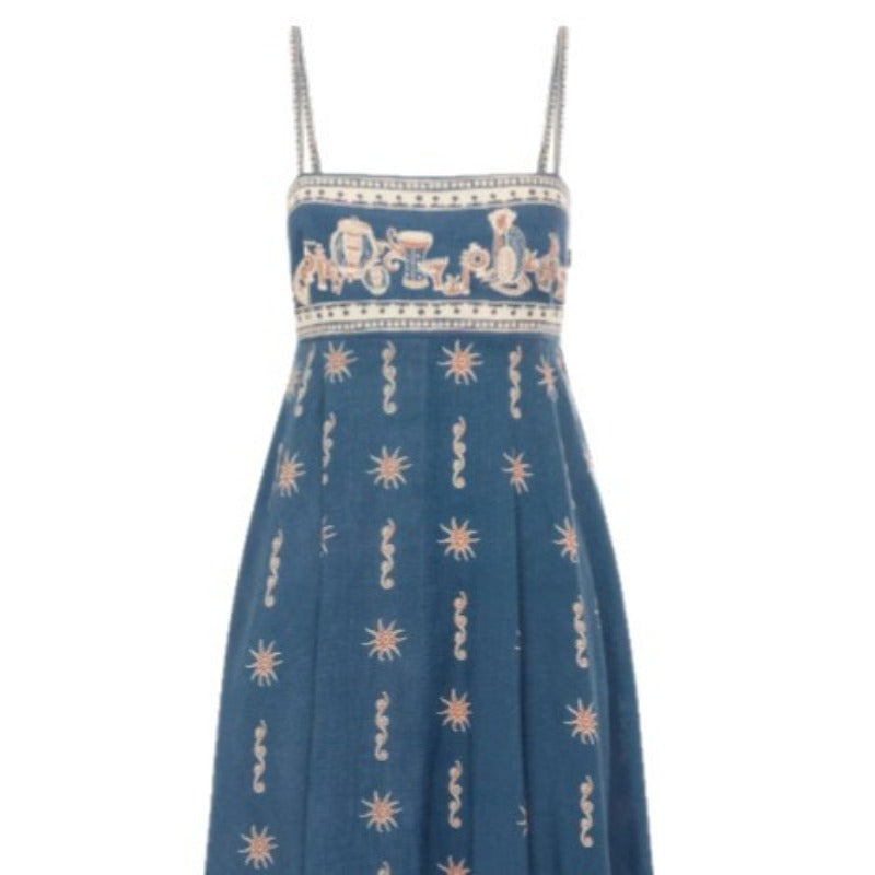 Women's dress - european & american style, cross-border e-commerce, aliexpress & independent website, sexy spaghetti strap, graffiti polyester print, maxi swing dress for women