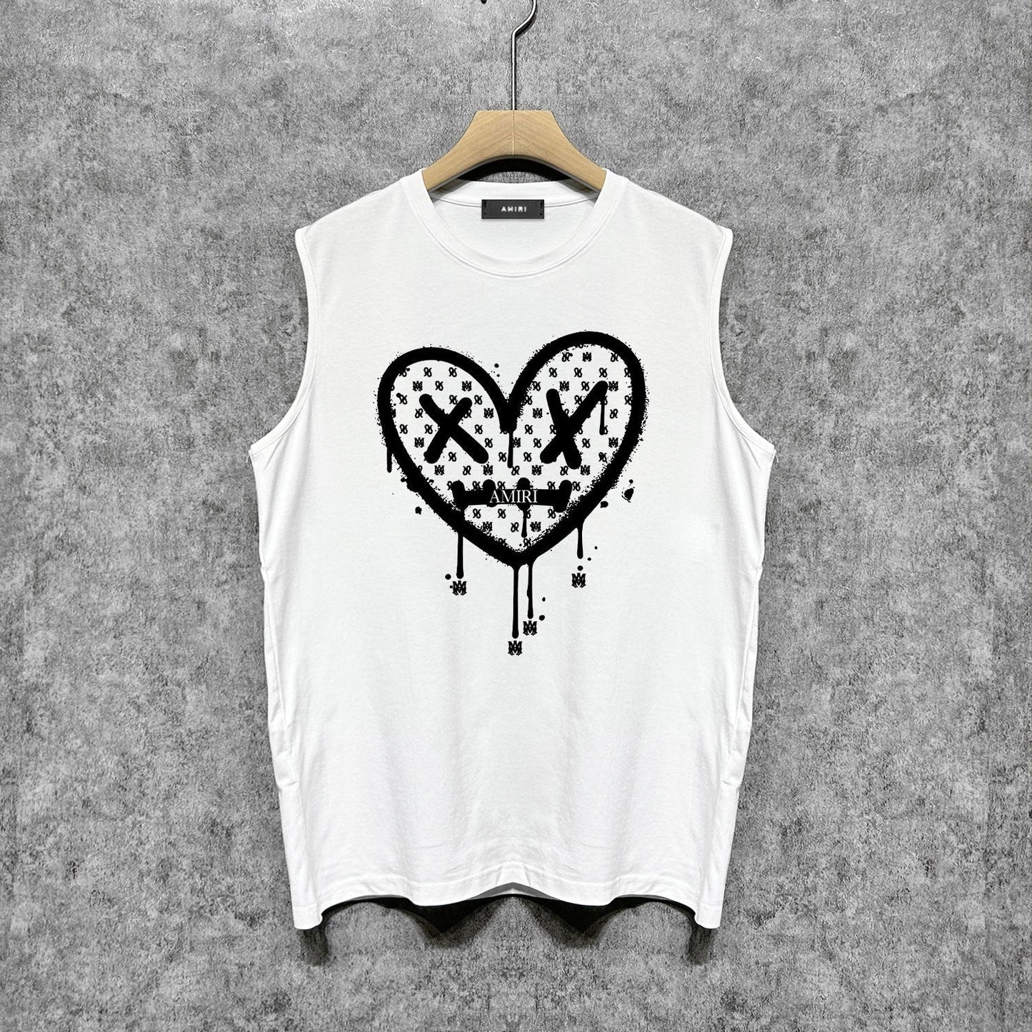 Amiri tank top splash paint heartprinting