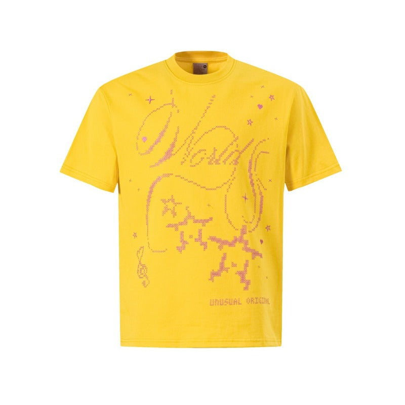 Men's t-shirts: american streetwear summer street style design, fun embroidery, premium fit, short sleeve t-shirt