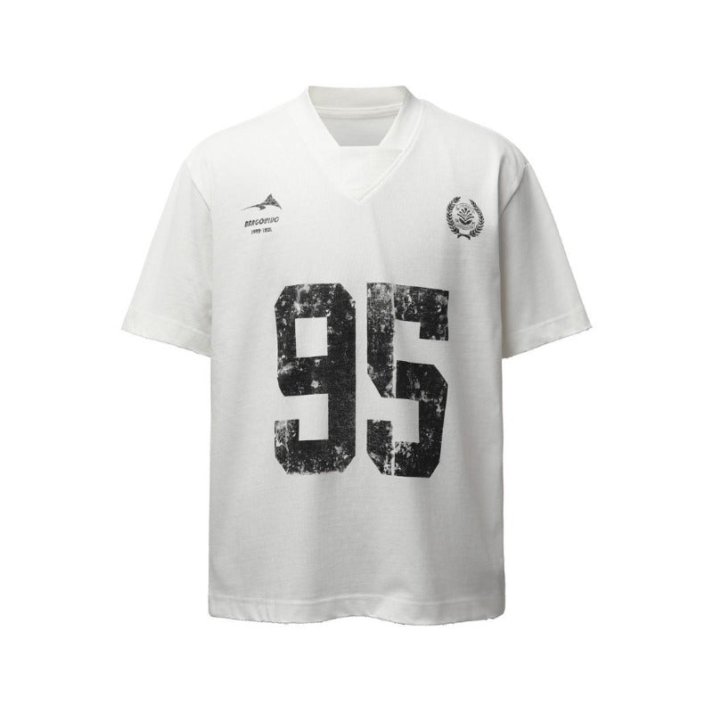Men's t-shirts: american retro heavyweight double yarn letter print basketball jersey design, men's high street oversized short sleeve tee