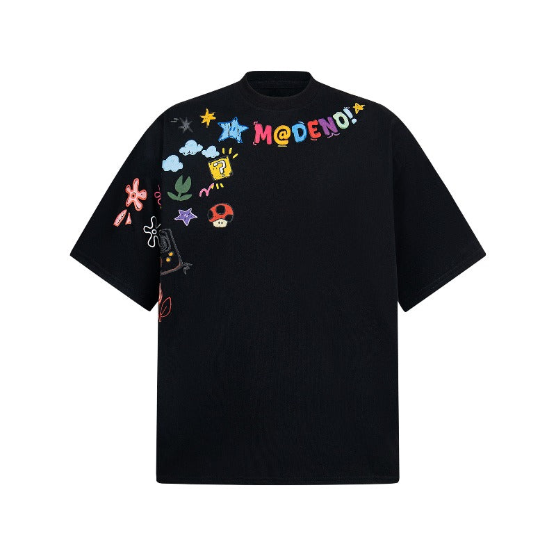 Men's t-shirts: american street style, unisex retro creative color graphic design, men's loose fit premium heavyweight short sleeve tee