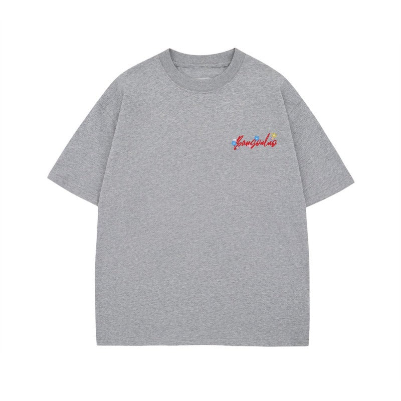 Men's t-shirts: american-style unisex summer streetwear premium letter embroidery design loose fit crew neck short sleeve t-shirt