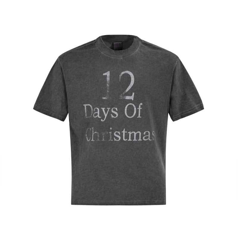 Men's t-shirts: american summer street style distressed washed letter design, premium slightly relaxed fit short sleeve tee