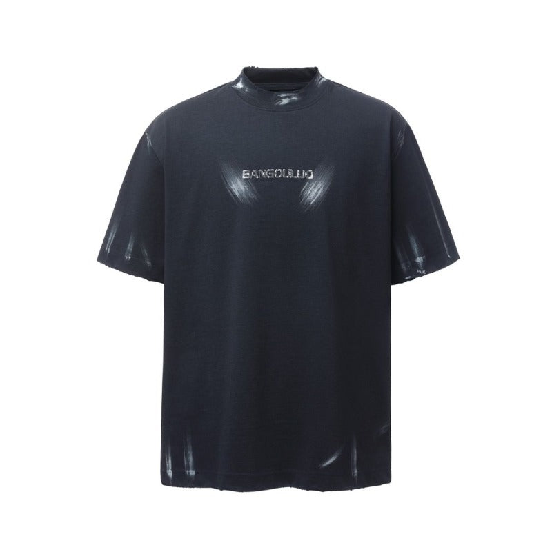 Men's t-shirts: american retro heavyweight double yarn brushed tee with letter embroidery design - men's high street oversized short sleeve t-shirt