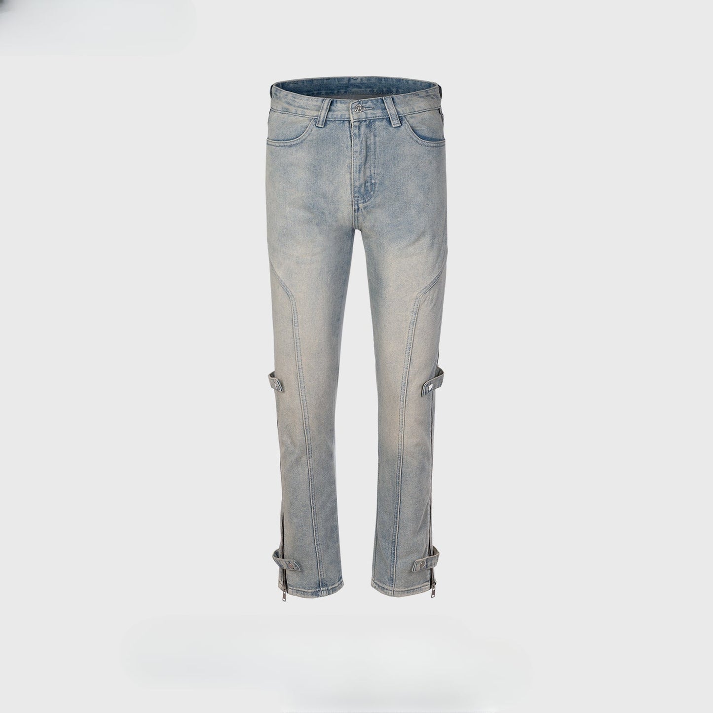 MIJKO Men's Vintage Pants MIJKO Men's and Women's Button-Trimmed Small Foot Jeans