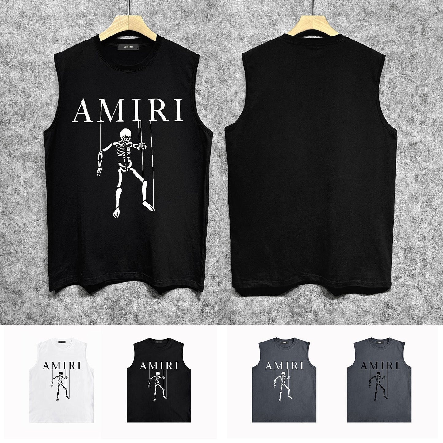 Amiri tank top skull puppet printing