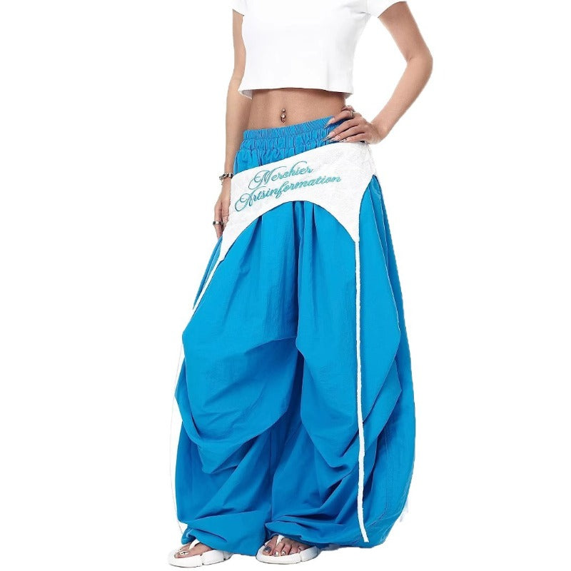 Women casual pants retro girdle layered loose