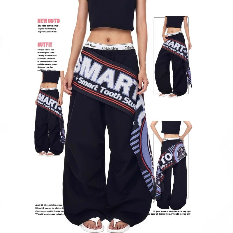 Women casual pants retro self-contained fart curtain women loose