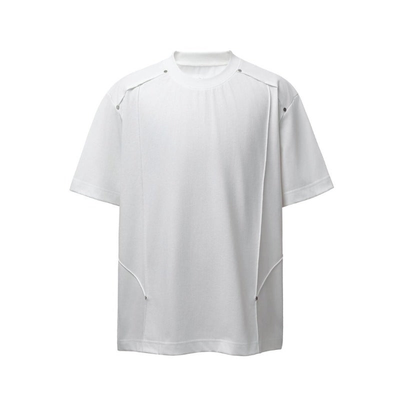 Men's t-shirts: american retro heavyweight double yarn embroidered logo deconstructed design high street oversized short sleeve tee