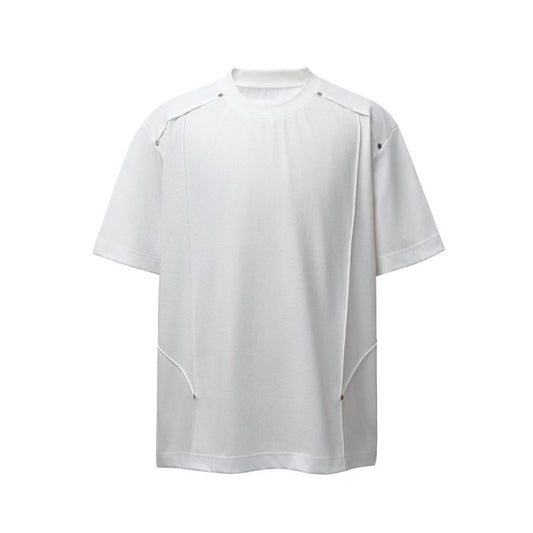 Men's t-shirts: american retro heavyweight double yarn embroidered logo deconstructed design high street oversized short sleeve tee