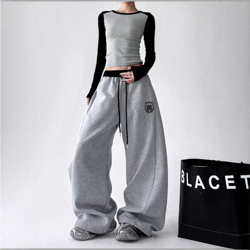 Women casual pants women autumn sports sweatpants loose double waist