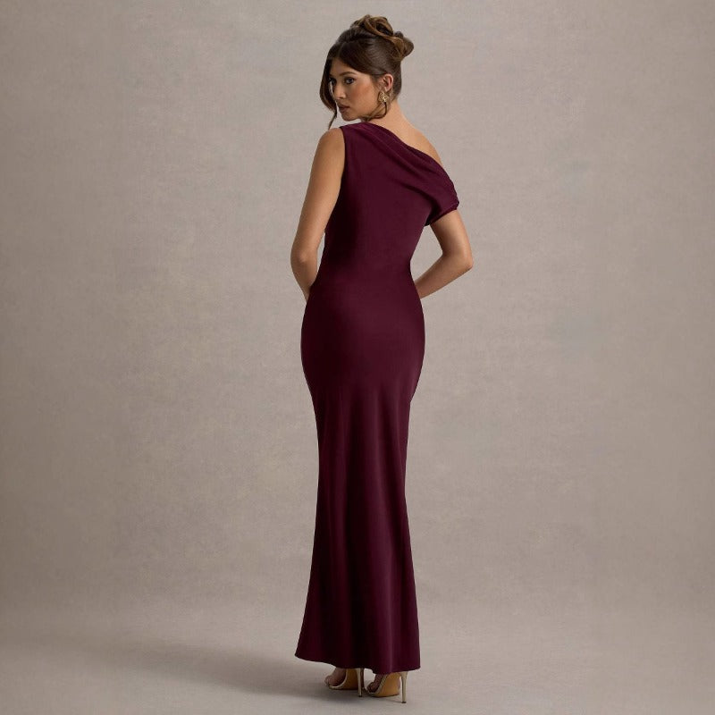 Women's dress - cross-border spring french chic sleeveless off-the-shoulder high-end slim-fit long maxi party dress