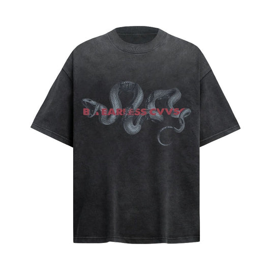 Men's t-shirts: american streetwear summer style - snake year graphic design, premium heavyweight, relaxed fit short sleeve tee