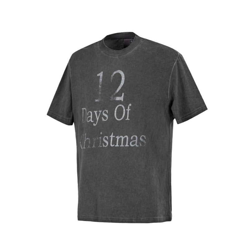 Men's t-shirts: american summer street style distressed washed letter design, premium slightly relaxed fit short sleeve tee