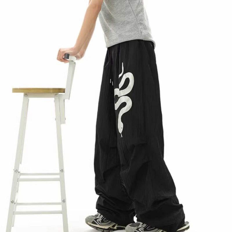Women casual pant silver snake printingsummerloose