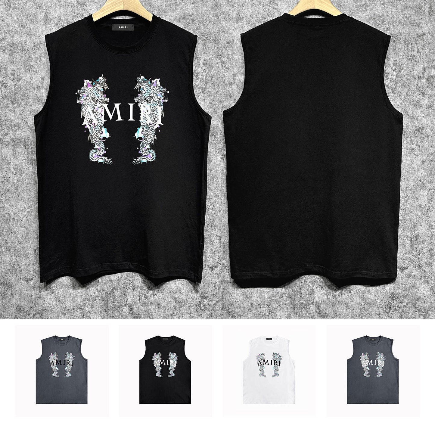 Amiri tank top double dragon print