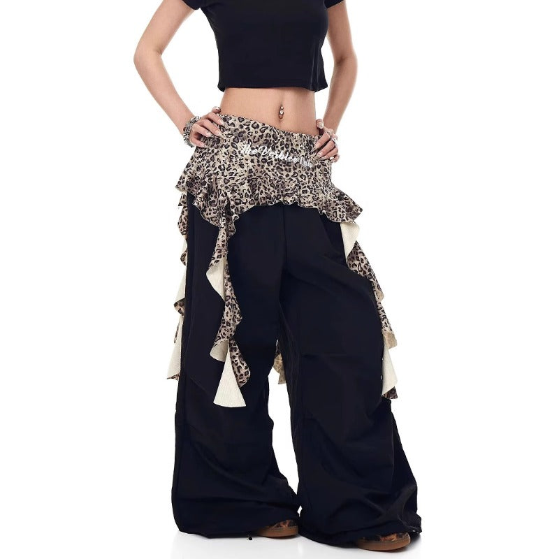 Women casual pant summer retro leopard print fart curtain