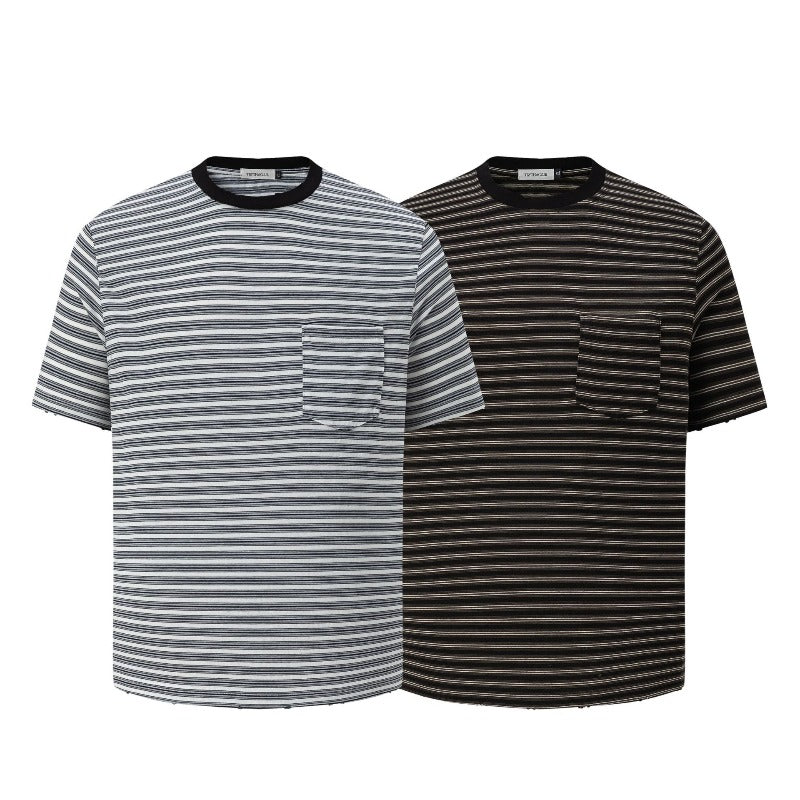 Men's t-shirts: american street style, unisex, premium quality, summer casual, striped design, slim fit, short sleeve tee